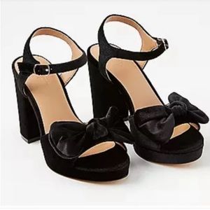 Loft Black Velvet Platforms with Bows